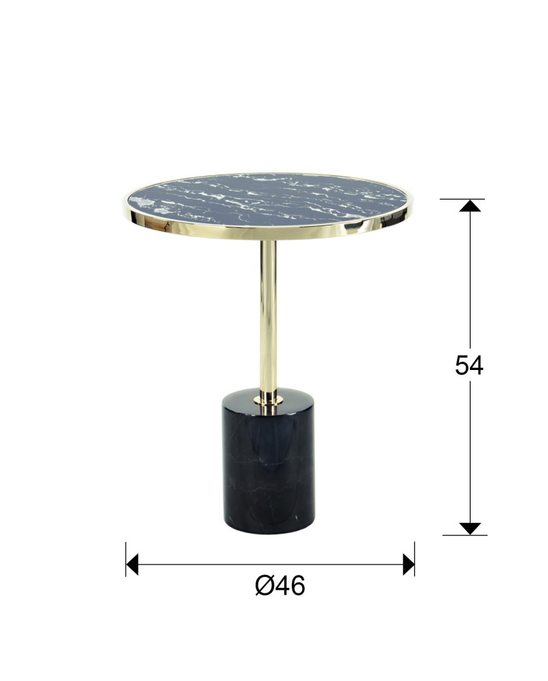 MESA AUX.·DEKALA·NEGRO/ORO Ø46